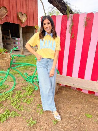 Mama Polka Dot Varsity Tee