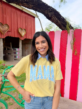 Mama Polka Dot Varsity Tee