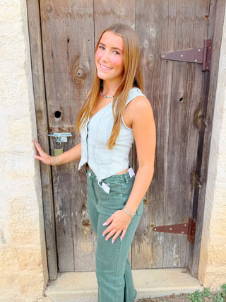 Tory Wide Leg Jeans in Olive