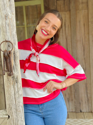 Miranda Stripe Top Red