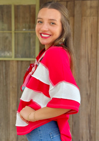 Miranda Stripe Top Red