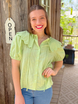 Macie Green Collar Top