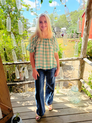 Foster Green Plaid Top