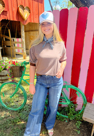 Jentry Striped Top Ash Mocha/Chocolate