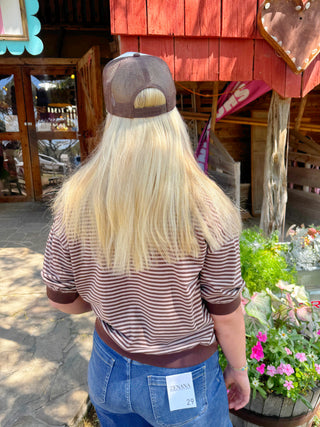 Jentry Striped Top Ash Mocha/Chocolate