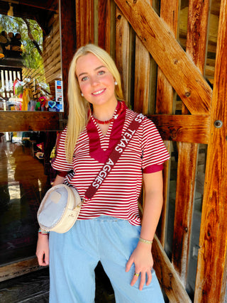 Dana Maroon Stripe Top
