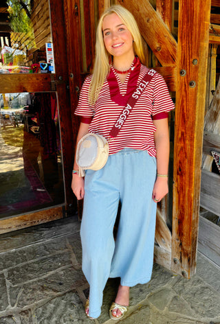 Dana Maroon Stripe Top