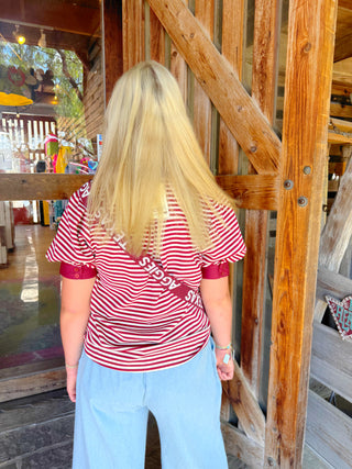 Dana Maroon Stripe Top