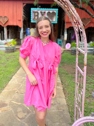 Allie Hot Pink Bow Dress