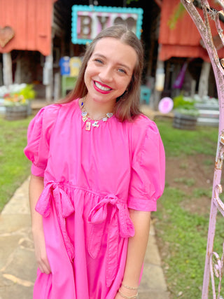 Allie Hot Pink Bow Dress