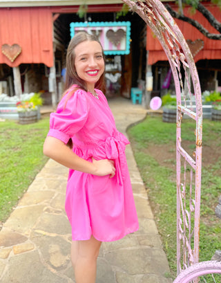 Allie Hot Pink Bow Dress