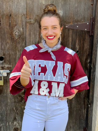 QOS Aggie Maroon Gingham Jersey