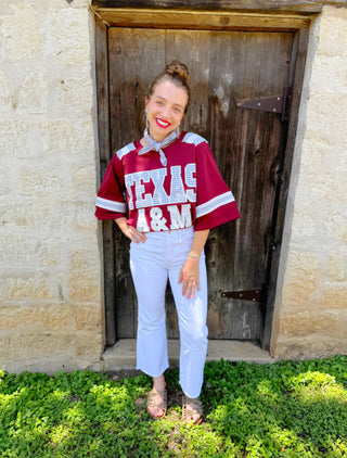 QOS Aggie Maroon Gingham Jersey