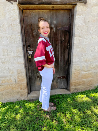QOS Aggie Maroon Gingham Jersey