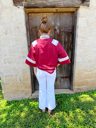 QOS Aggie Maroon Gingham Jersey