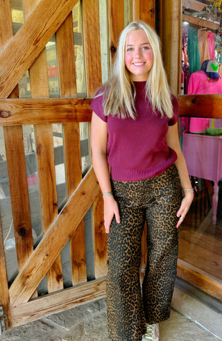 Trinity Maroon Mock Neck Sweater