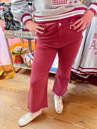 Tory Wide Leg Jeans Maroon