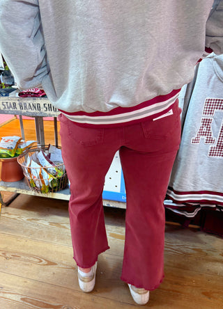 Tory Wide Leg Jeans Maroon