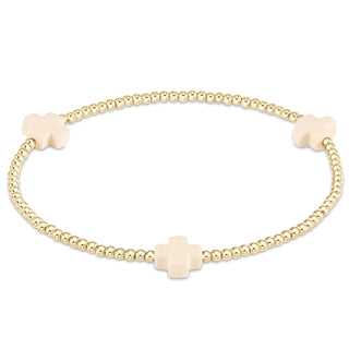 enewton signature small cross 2mm gold bracelet off white