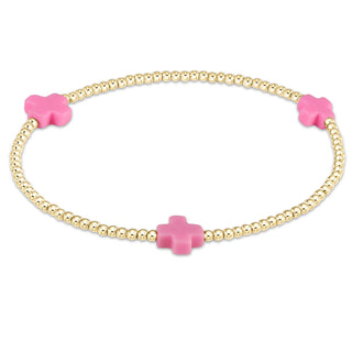 enewton signature cross 2mm gold bracelet bright pink
