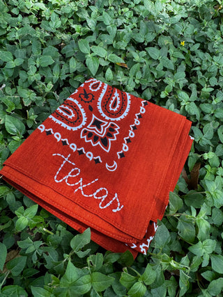 Collegiate Embroidered Bandana Texas