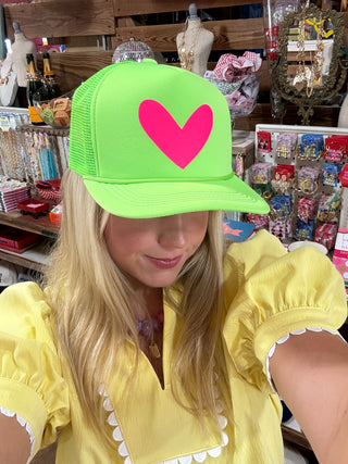 BYH Heart Trucker Hat Lime