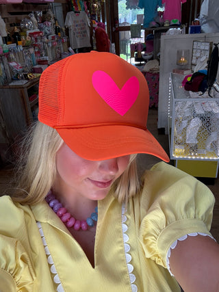 BYH Heart Trucker Hat Orange