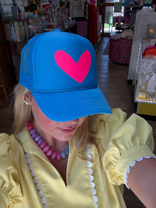 BYH Heart Trucker Hat Blue