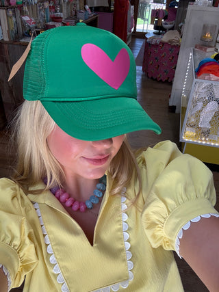 BYH Heart Trucker Hat Green