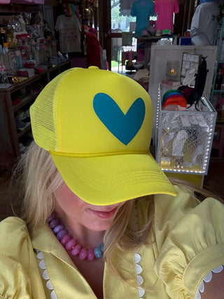 BYH Heart Trucker Hat yellow