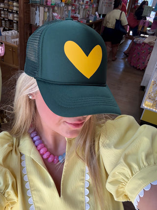 BYH Heart Trucker Hat Green