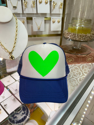 BYH Heart Trucker Hat Navy, White, & Green