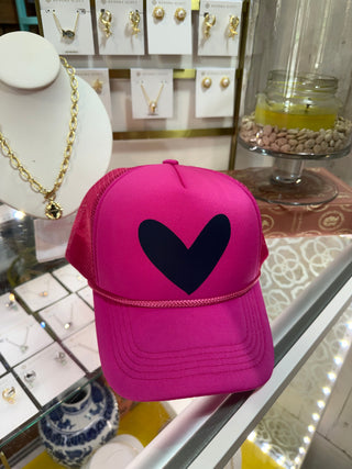BYH Heart Trucker Hat Pink & Navy