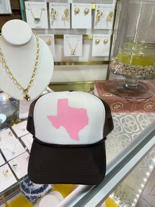 BYH Texas Trucker Hat Brown, White, & Pink