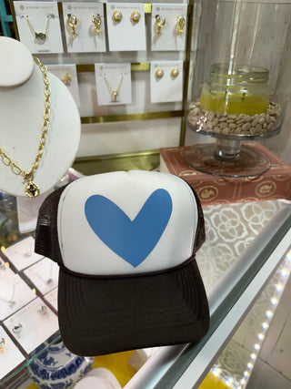BYH heart Trucker Hat Brown, White, & Blue
