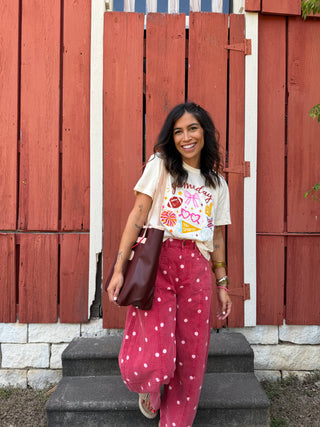 Larin Polka Dot Barrel Jeans
