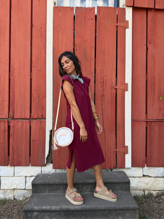 Barton Midi T-Shirt Dress Maroon