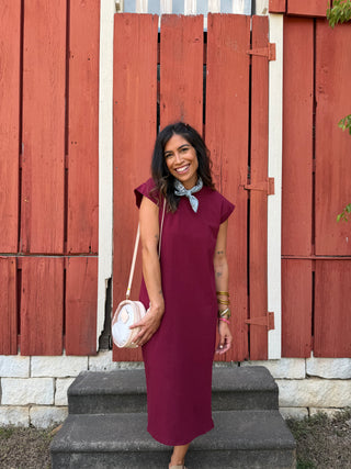 Barton Midi T-Shirt Dress Maroon