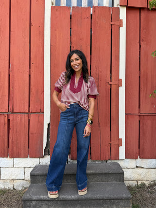 Meghan Pintuck Wide Leg Jean