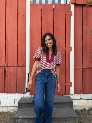 Meghan Pintuck Wide Leg Jean