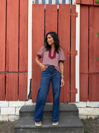 Meghan Pintuck Wide Leg Jean