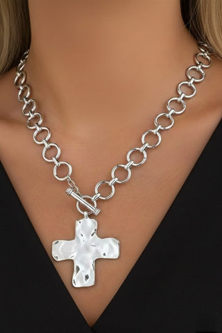 Hammered Cross Necklace