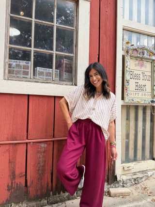 Emmie Maroon Wide Leg Pants