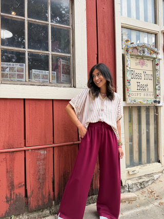 Emmie Maroon Wide Leg Pants