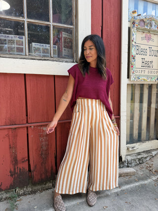 Bailey Striped Pants in Latte