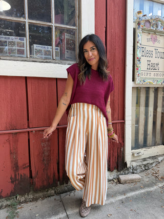 Bailey Striped Pants in Latte