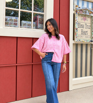 Lala Stripe Cardigan Pink