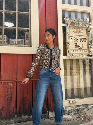 Rami Leopard Printed Lace Top