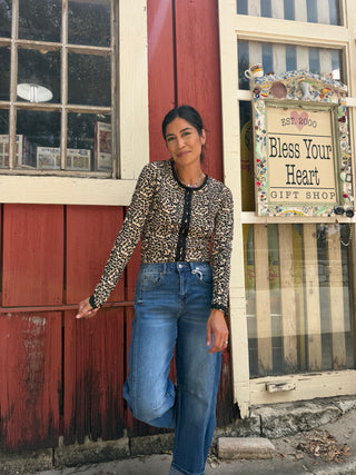 Rami Leopard Printed Lace Top