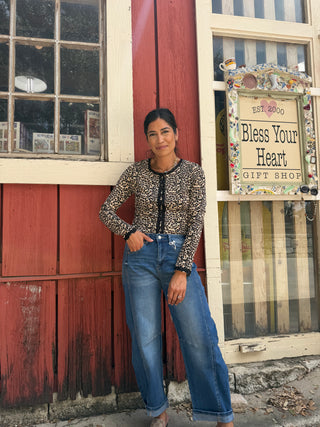 Rami Leopard Printed Lace Top
